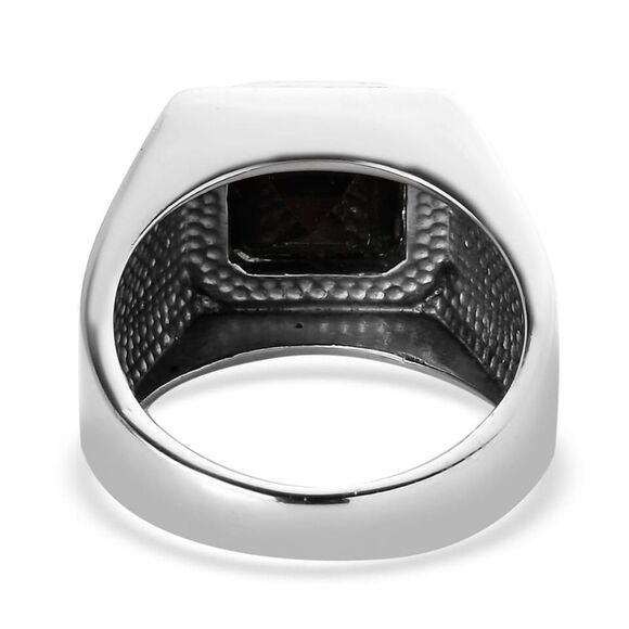 Asscher Cut Thai Black Spinel 7.50 ctw Men's Ring in Stainless Steel size 14 - Picture 6 of 10